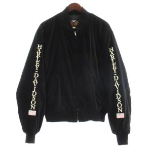 HARLEY DAVIDSON 中綿 ベロア スタジャン ジャケット バック刺繍 イーグル ブラック L