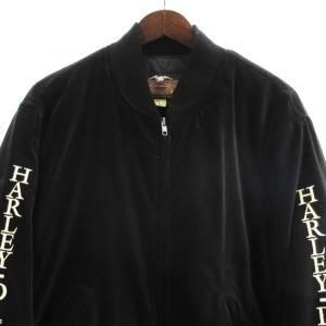 HARLEY DAVIDSON 中綿 ベロア スタジャン ジャケット バック刺繍 イーグル ブラック L