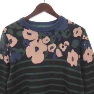 sacai フローラルボーダーニット セーター 長袖 548 ネイビー 1