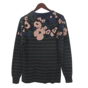 sacai フローラルボーダーニット セーター 長袖 548 ネイビー 1