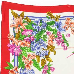 Christian Dior 花柄 大判 スカーフ シルク イタリア製 レッド