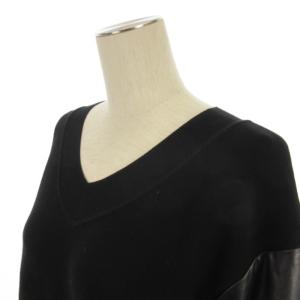 EPOCA ニット セーター 長袖 エコレザー 切替 ブラック 40 ECS