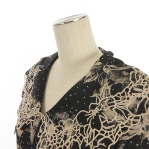 SNIDEL 22AW ビッグエンブロイダリーカラープリント ワンピース ロング 長袖 花柄 SWFO225033 ブラック 1