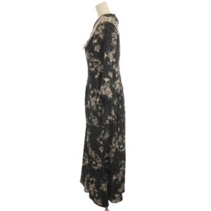 SNIDEL 22AW ビッグエンブロイダリーカラープリント ワンピース ロング 長袖 花柄 SWFO225033 ブラック 1