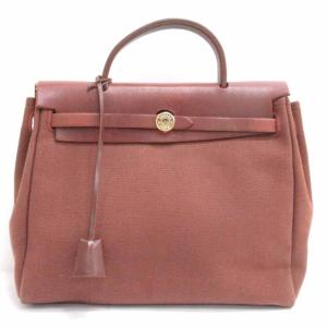 HERMES エールバッグ PM ハンドバッグ トワルアッシュ トワルオフィシエ E刻印 ブラウン ベージュ