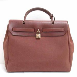 HERMES エールバッグ PM ハンドバッグ トワルアッシュ トワルオフィシエ E刻印 ブラウン ベージュ