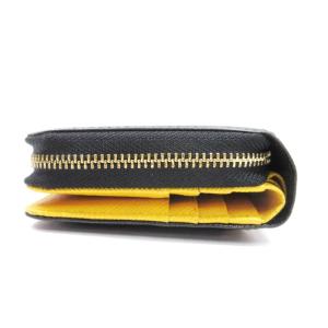 agnes b. 二つ折り財布 レザー ブラック イエロー