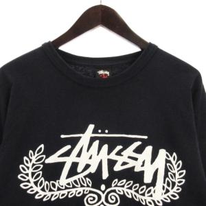 STUSSY ロゴ Tシャツ カットソー 長袖 プリント コットン ネイビー L