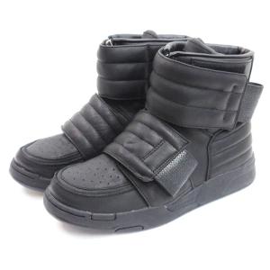DIET BUTCHER レザー ハイカット スニーカー フロントジップ ベルクロ ブラック US9 27cm