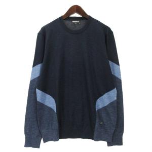 ウール ニット 長袖 セーター ネイビー XL 240719E