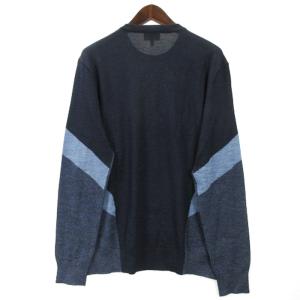 EMPORIO ARMANI ウール ニット 長袖 セーター ネイビー XL 240719E