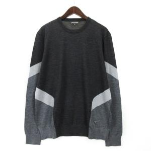 ウール ニット 長袖 セーター チャコールグレー XL 240719E