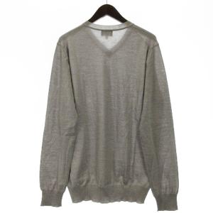 EMPORIO ARMANI Vネック ウール ニット 長袖 セーター 54 グレー 240719E