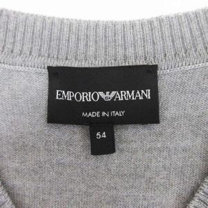 EMPORIO ARMANI Vネック ウール ニット 長袖 セーター 54 グレー 240719E