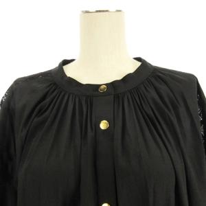 Grace Class ライトタフタシャツワンピース ロング 長袖 ギャザー 0222331022 ブラック 36 S