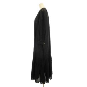 Grace Class ライトタフタシャツワンピース ロング 長袖 ギャザー 0222331022 ブラック 36 S