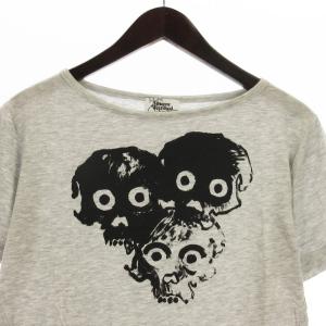 VIVIENNE WESTWOOD MAN アシンメトリー スカル プリント Tシャツ カットソー 半袖 オーブ刺繍 グレー 46