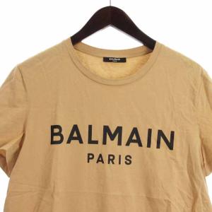 BALMAIN Tシャツ カットソー 半袖 ロゴプリント ブラウン M