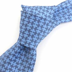 Hロゴ ネクタイ レギュラータイ シルク フランス製 ブルー GY99