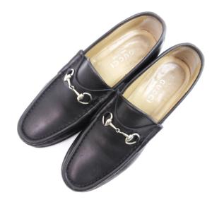 GUCCI ホース ビットローファー レザー イタリア製 1000255 ブラック 7C 24cm