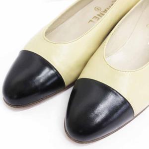 CHANEL バイカラー パンプス アーモンドトゥ イタリア製 ベージュ 37 23.5-24cm