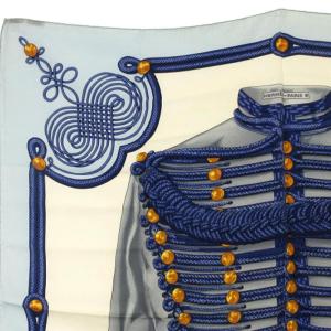 HERMES BRANDEBOURGS ブランデンブルク カレ90 スカーフ シルク フランス製 ライトブルー
