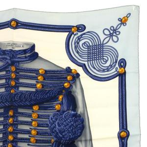 HERMES BRANDEBOURGS ブランデンブルク カレ90 スカーフ シルク フランス製 ライトブルー