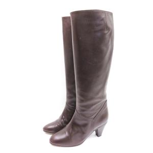 ロングブーツ サイドジップ レザー ブラウン 6 23cm GY14