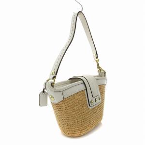 ホワイト ベージュ かごバッグ LOEWE ロゴ入り ホワイトカゴバッグ