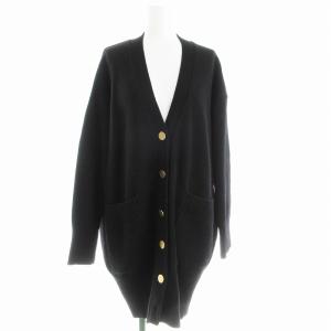リラクシーニットカーディガン ビッグシルエット 無地 ウール 長袖 36 黒 ブラック