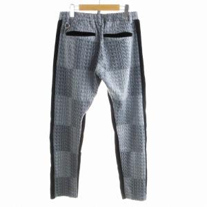 MARK&LONA ロゴ ニットパンツ サイドライン 48 M グレー 黒 ブラック