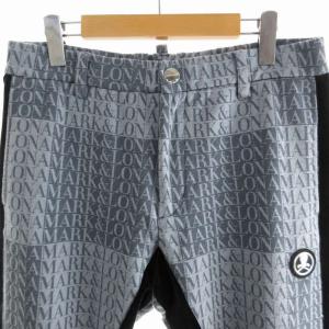 MARK&LONA ロゴ ニットパンツ サイドライン 48 M グレー 黒 ブラック