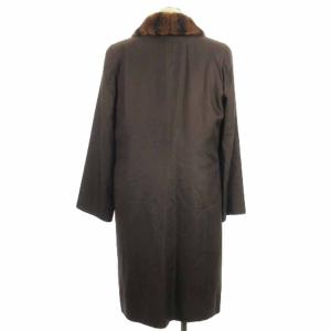 LEONARD FASHION ミンクファー シルク ロング コート ライナー付き ブラウン 11AR