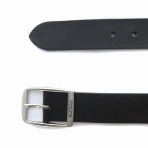 PAUL SMITH ベルト ロゴ スクエア バックル レザー M 黒 ブラック 553795