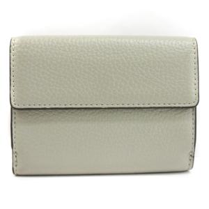 FURLA 良品 三つ折り財布 ミニ財布 コンパクト ウォレット レザー グレージュ系