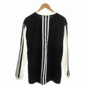 adidas Originals Tシャツ カットソー Vネック ロゴ ライン 長袖 L 黒 ブラック 白 ホワイト