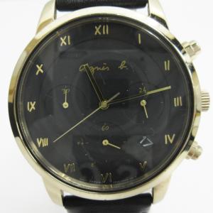 agnes b. ソーラー 腕時計 クロノグラフ デイト VR42-KDD0 黒 ブラック SM3