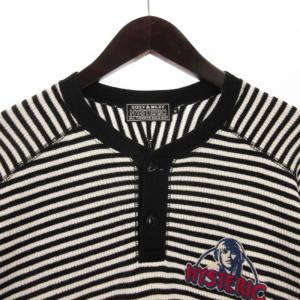 HYSTERIC GLAMOUR RAD GIRL 1984 ヘンリーネック スウェット トレーナー 長袖 ボーダー コットン プルオーバー 02223CS04