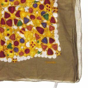 CHANEL グリポア ココマーク 大判 スカーフ ショール コットン イタリア製 イエロー系 AA GY01