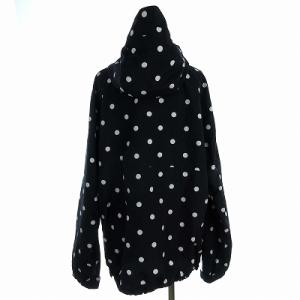 Columbia ナイロンジャケット パーカー フード ドローコード 水玉 ドット 総柄 M 紺 ネイビー 白 ホワイト GY01