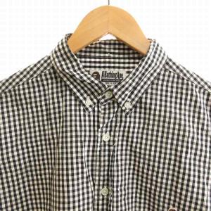 A BATHING APE ギンガムチェックシャツ ボタンダウン 半袖 XL 黒 ブラック 白 ホワイト