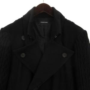 DIET BUTCHER ケーブルニットスリーブ 切替 コート ロング カシミヤ混 ブラック 2