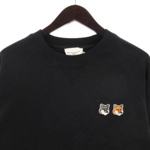 Maison Kitsuné タグ付き ダブルフォックスヘッド パッチ クラシック スウェットシャツ トレーナー 裏毛 FM00358KM0002 ブラック