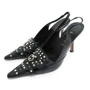 バッグストラップ パンプス ラインストーン スタッズ 36.5 23.5 ブラック