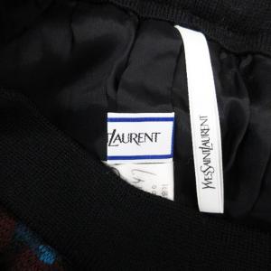 YVES SAINT LAURENT 総柄 ニット ウール スカート 9 ブラック オレンジ 241008E
