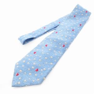 BVLGARI ネクタイ レギュラータイ シルク 総柄 リンゴ柄 青 ブルー GY01
