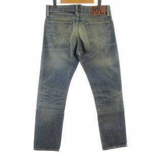 RRL ストレート デニ厶パンツ ジーンズ ロング ボタンフライ 29×30 165 青系 インディゴブルー