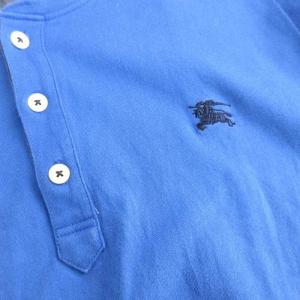 BURBERRY BLACK LABEL Tシャツ カットソー ヘンリーネック 3 L 青 ブルー