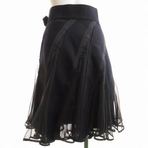 sacai キリカエ ラップスカート フレア シアー ウール ひざ丈 1 ネイビー