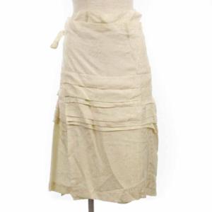 ラップスカート ティアード リボン柄 総柄 サテン生地 アイボリー AD2008